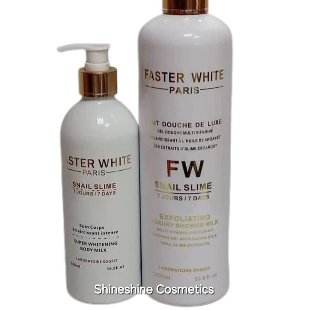 Faster White Paris Snail Slime Set (Body Milk + Shower Milk)