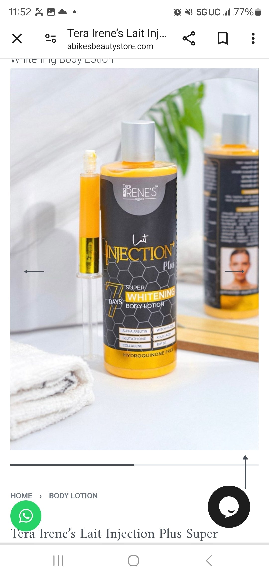 Tera Irene’s Lait Injection Extra Lightening Body Lotion (Mix Set)