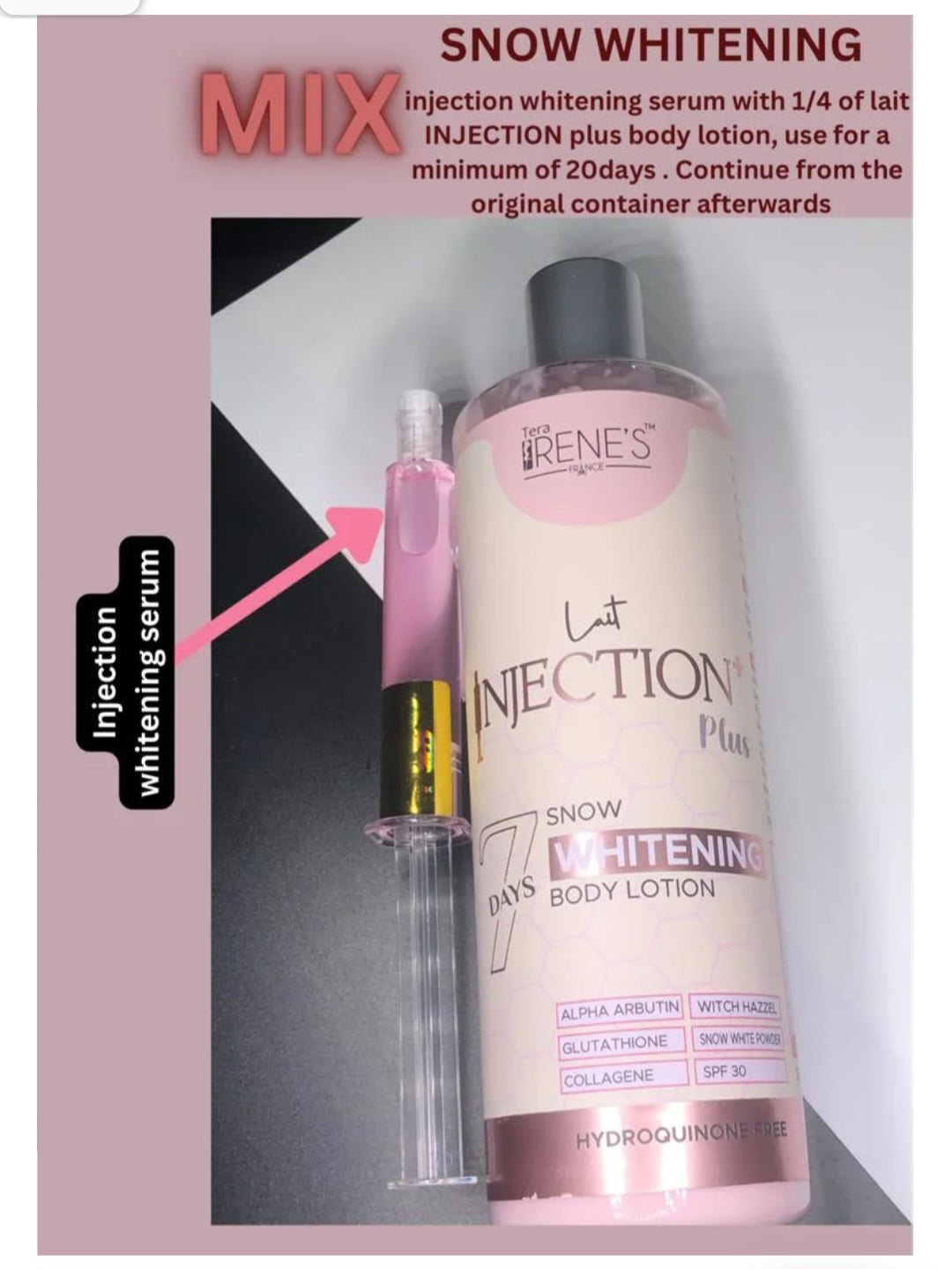Tera Irene’s Lait Injection Extra Lightening Body Lotion (Mix Set)