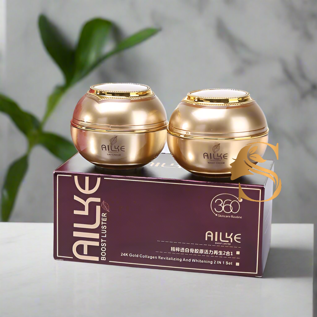 AILKE 24K Gold Collagen Revitalizing & Extra Lightening Cream Set (2 in 1)