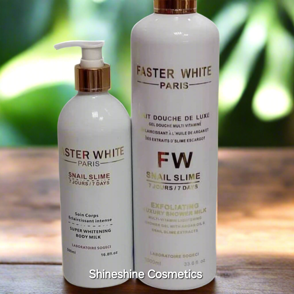 Faster White Paris Snail Slime Set (Body Milk + Shower Milk)