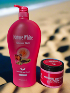 Nature White Glow Set (Shower Bath Wash + Body Scrub)