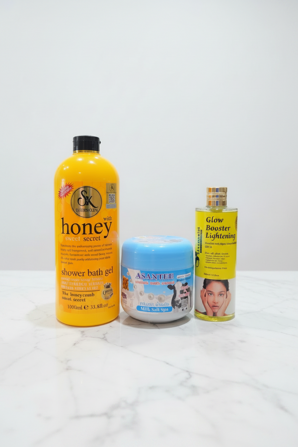 S&K Body Wash, Ashanti Scrub  and Glow Booster Oil