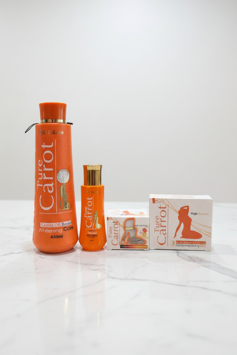 Bio Balance Kojic & Carrot Oil Lightening Set Lotion, Oil, Face Cream and Soap