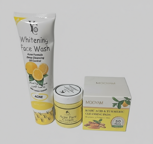 Acne Brightening Face Care Set (Cleanser + Cream + Pads)