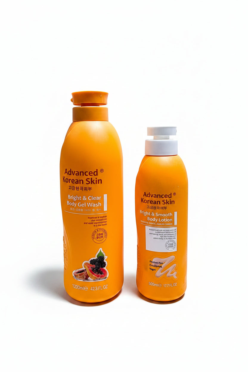 Advanced Korean Skin Bright & Clear Body Wash and Lotion Set